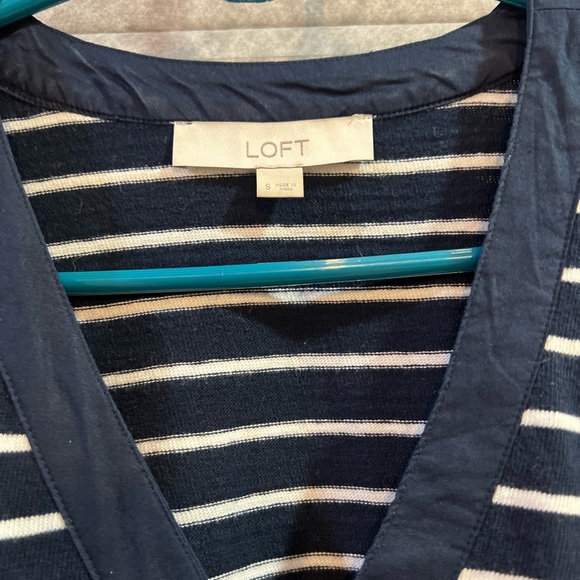 LOFT Navy and White Striped Top - Picture 2 of 4